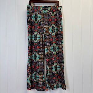 John Paul Richard Women Boho Southwestern Wide Leg Pants Size M Artsy Festival
